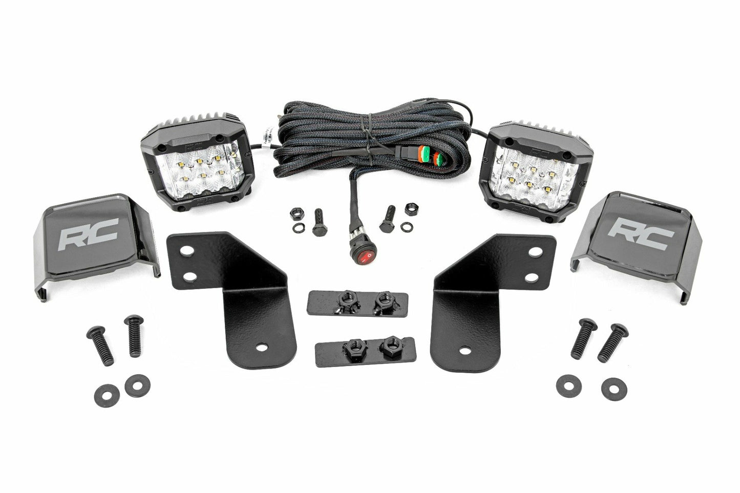 Fits Polaris Ranger 1000 LED Light RR Cage Mount 2" Chrome Pair Wide Angle 93144