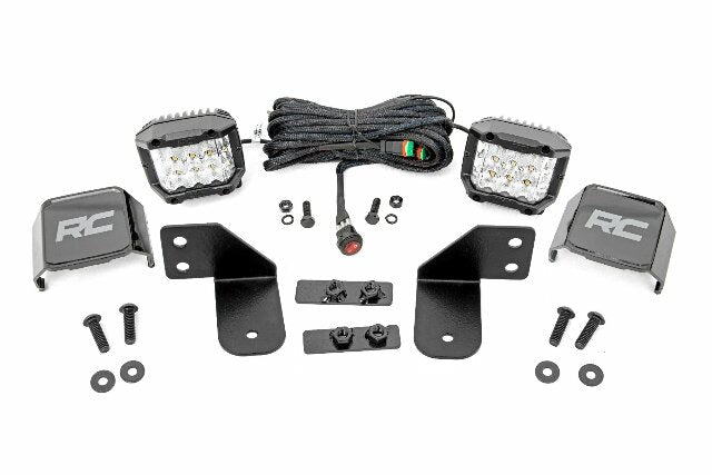 Fits Polaris Ranger 1000 LED Light RR Cage Mount 2" Chrome Pair Wide Angle 93144