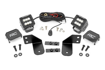 Fits Polaris Ranger 1000 LED Light RR Cage Mount 2" Black Flood Pair 93145