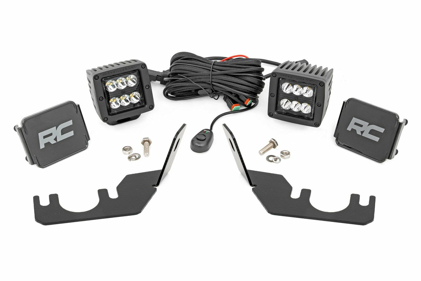 Fits Kawasaki Teryx LED Light; Rear Mount; 2" Black Pair; Spot; 94006