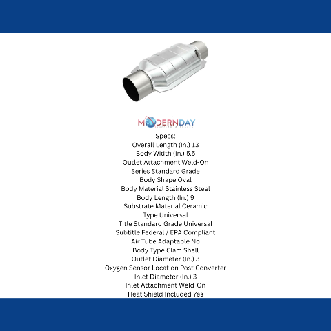 Universal Catalytic Converter 3 W/Single O2 Boss 94139 Magnaflow