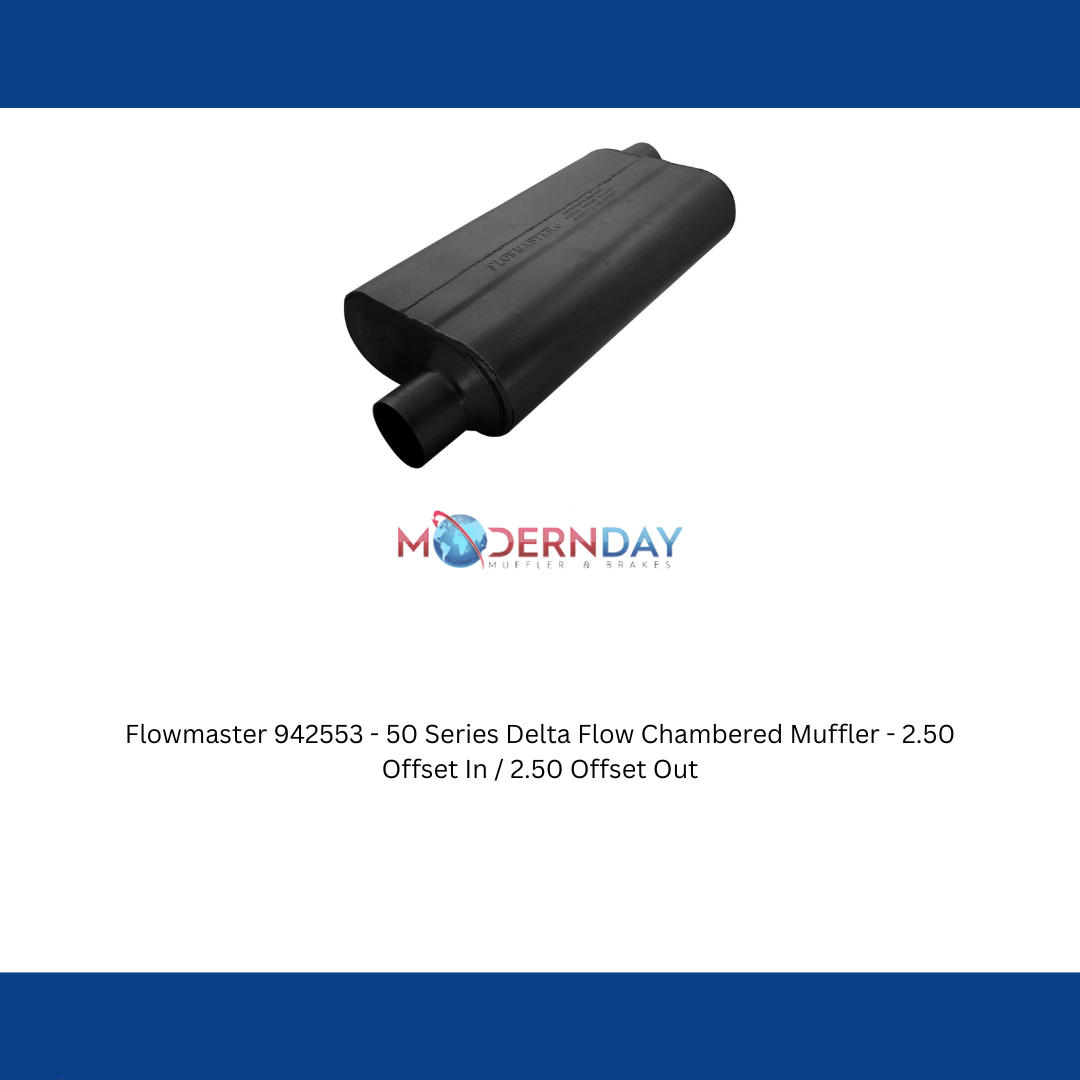 Flowmaster 942553 - 50 Series Delta Flow Chambered Muffler - 2.50 Offset In / 2.50 Offset Out - Moderate Sound
