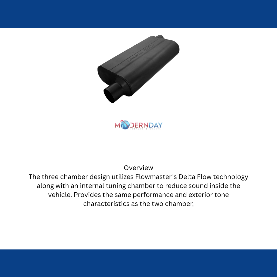 Flowmaster 942553 - 50 Series Delta Flow Chambered Muffler - 2.50 Offset In / 2.50 Offset Out - Moderate Sound