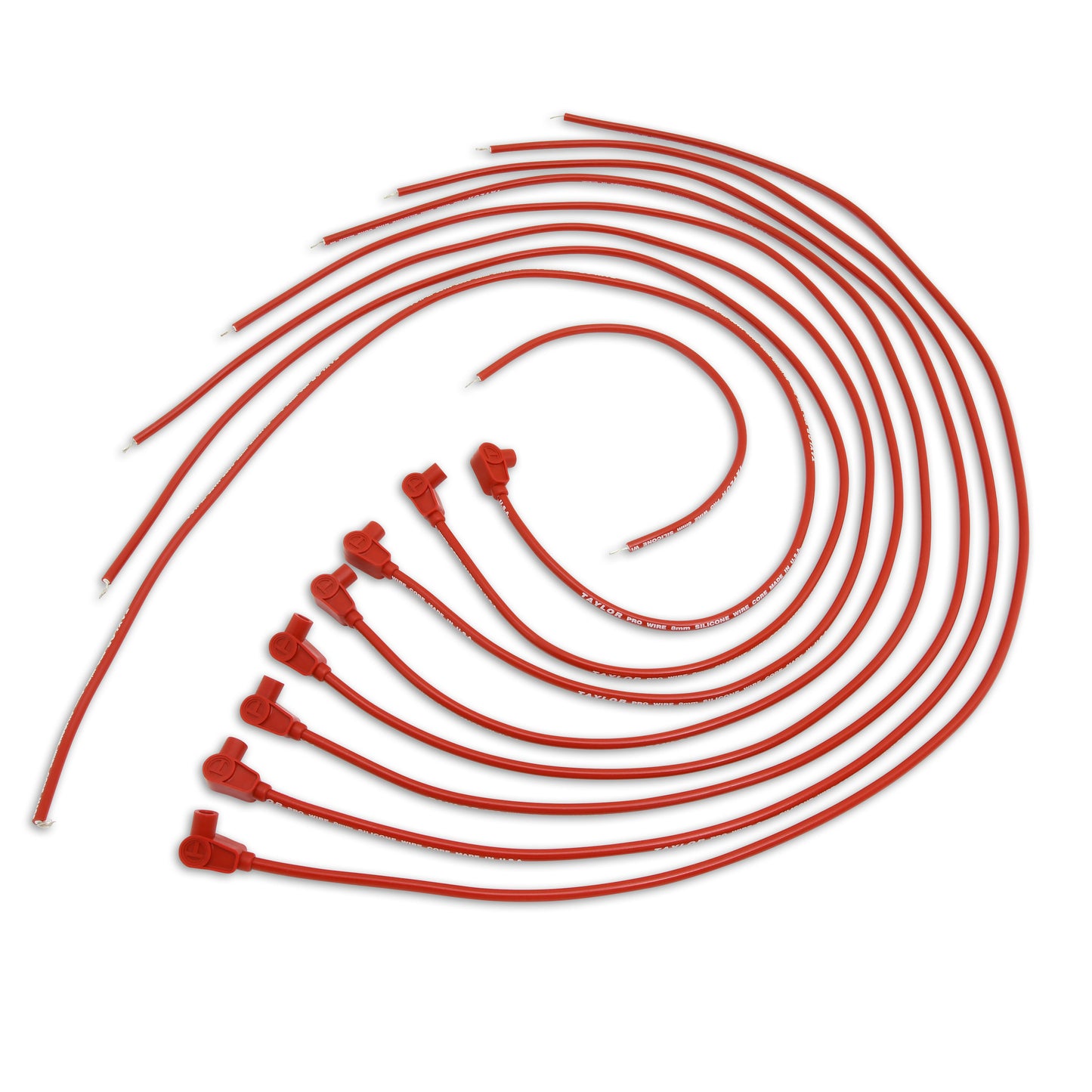 Spark Plug Wire Set Universal 8mm Silicone 90? 0 ohm/ft Prowire Solid Red 70260