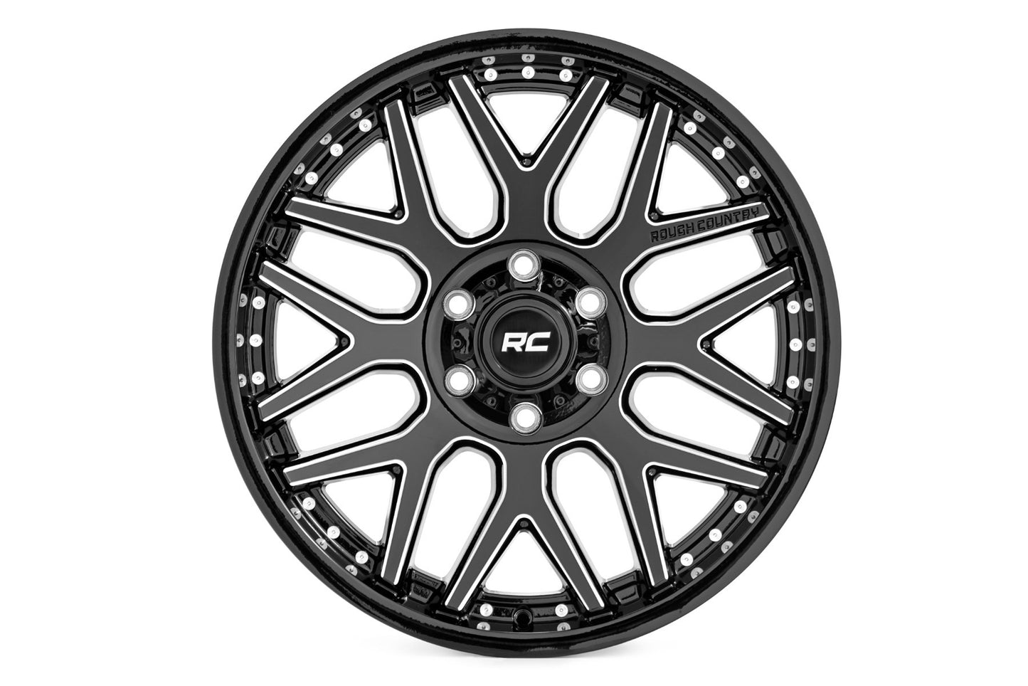 Rough Country 95 Series Wheel Machined Black 22x10 8x180 -19mm 95221006M