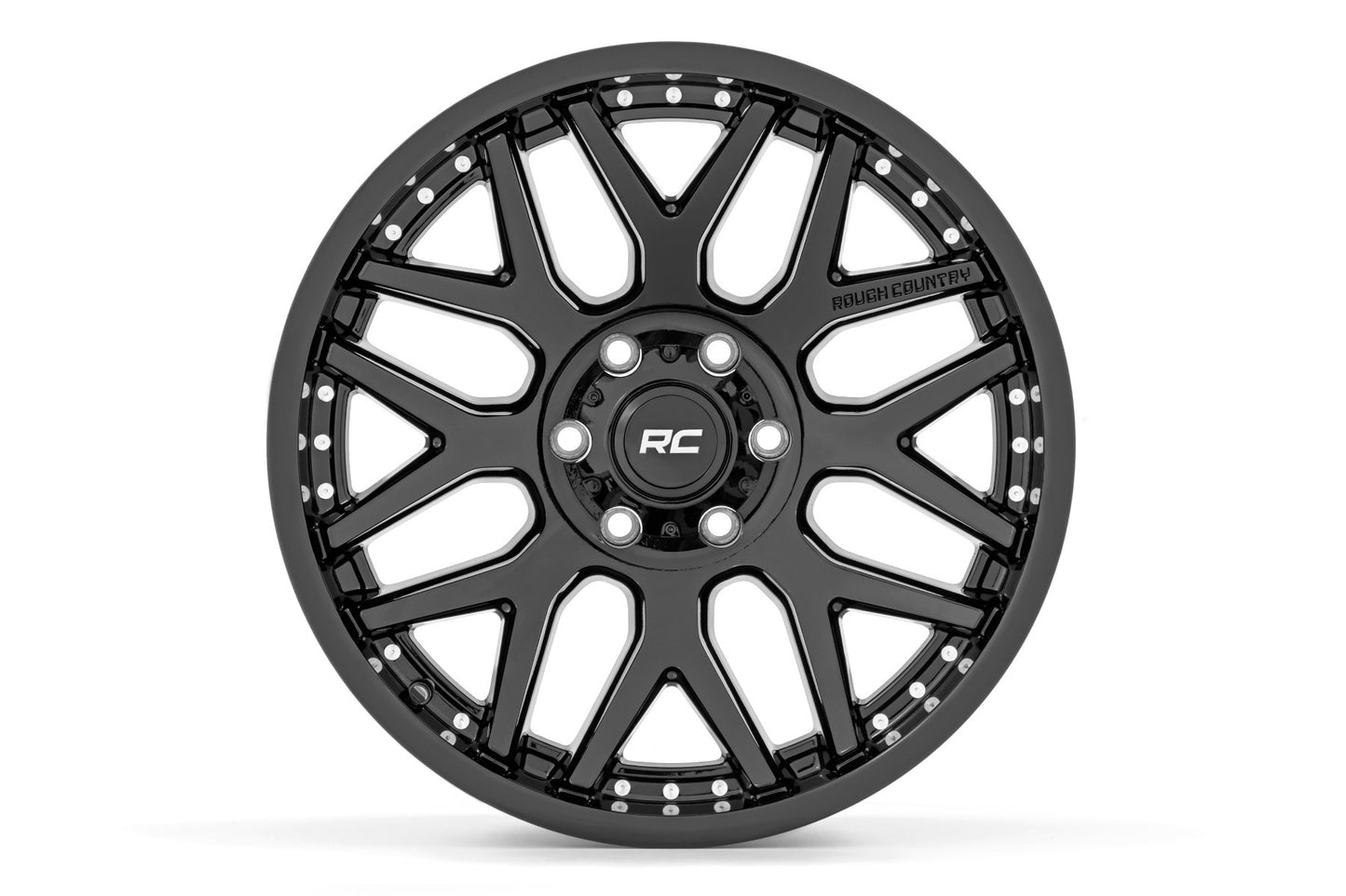 Rough Country 95 Series Wheel; One-Piece; Black; 22x10; 6x5.5; -25mm 95221012