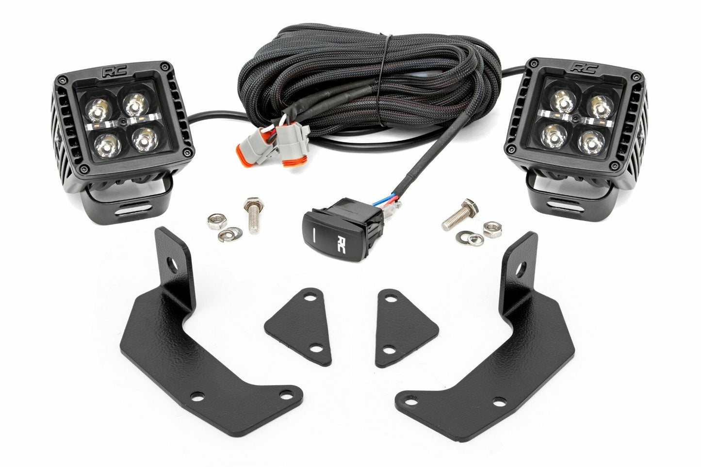 LED Light Kit; Cage Mount; 2" Black Pair; Amber DRL; CFMOTO UFORCE 1000 96105