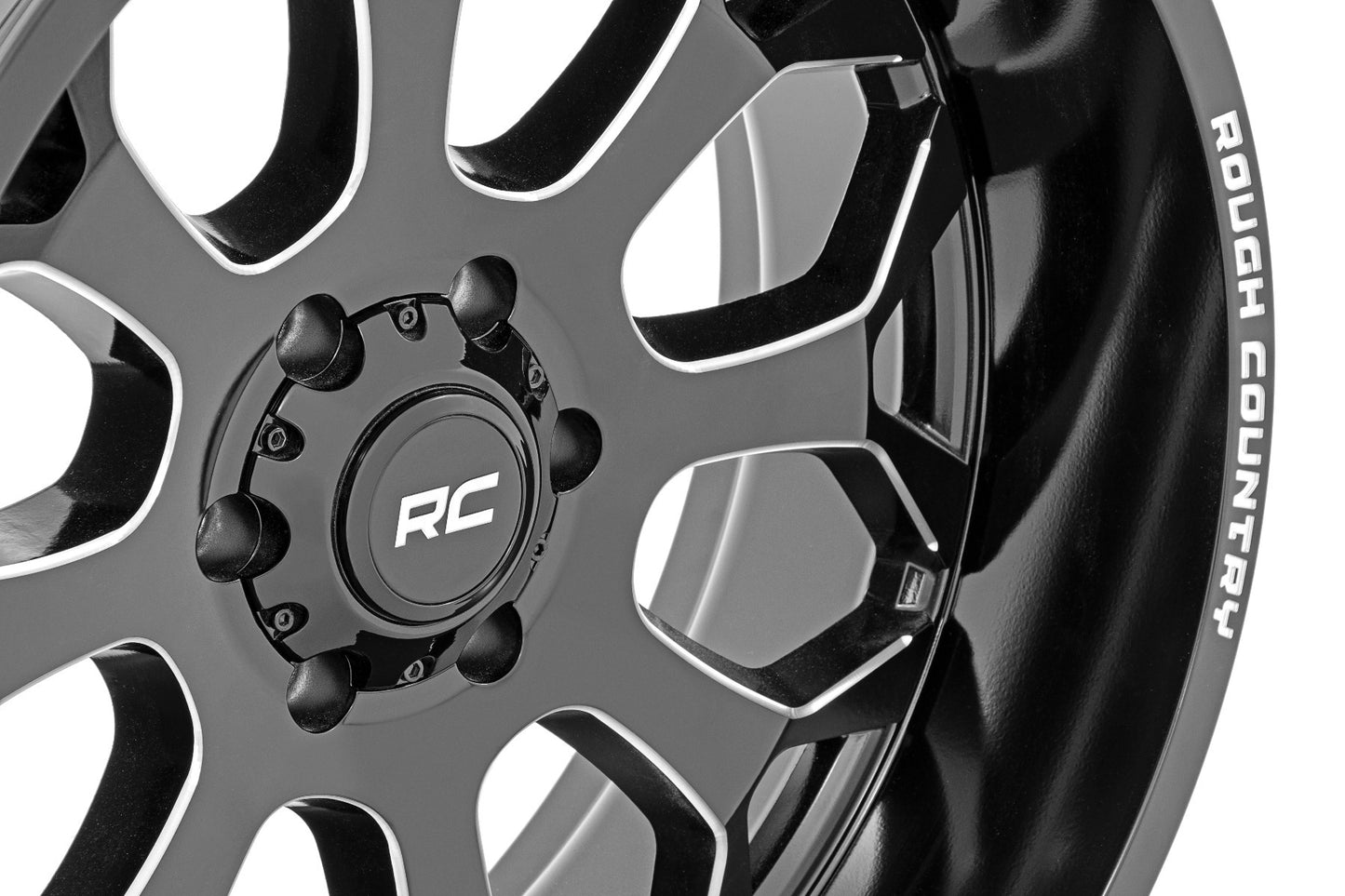 Rough Country 96 Series Wheel; One-Piece; Black; 20x10; 8x180; -19mm 96201006