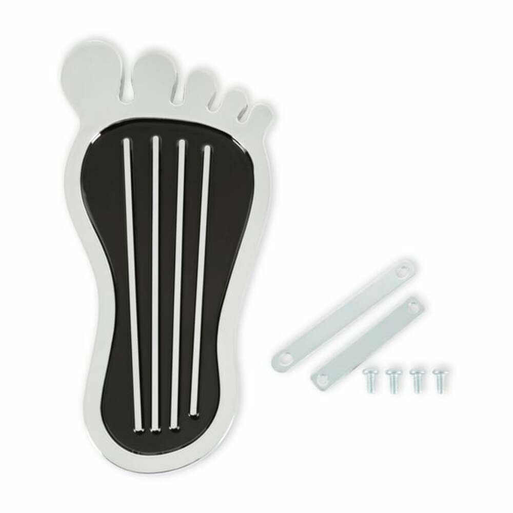 Mr. Gasket Foot Print Gas Pedal Pad - Aluminum -Chrome & Painted Black Trim 9645