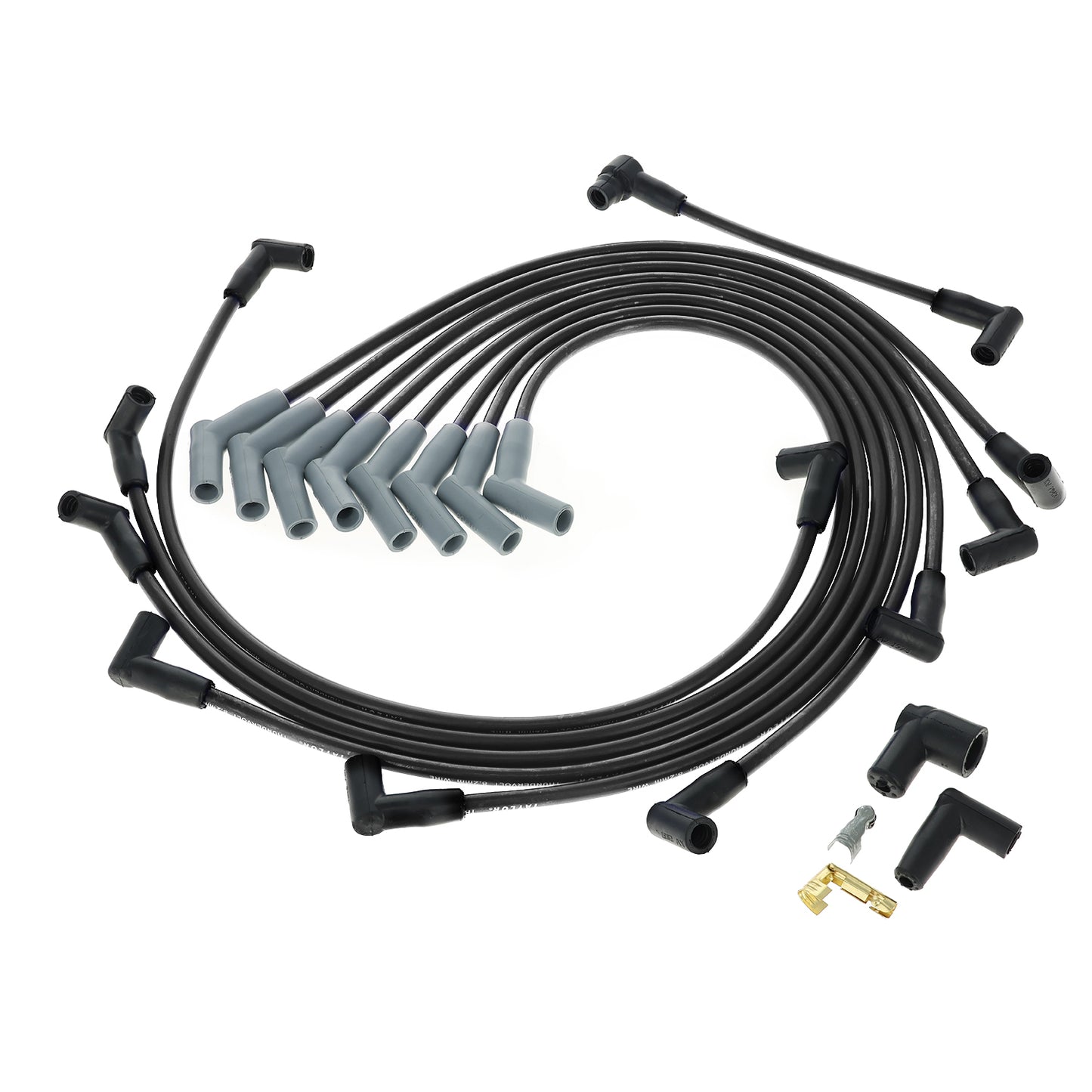 Spark Plug Wire Set Universal 8.2mm Silicone Thundervolt 40 ohm/ft Black 84058