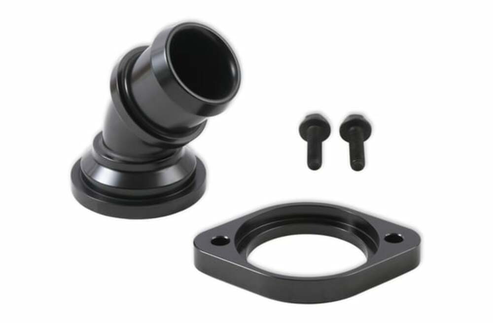 Holley Water Neck - Swivel 45 Degree Angle - Black - 97-343