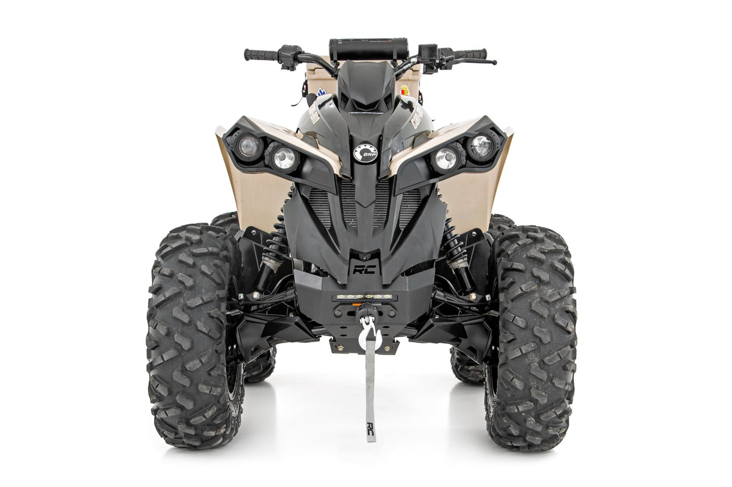 Fits Can-Am Renegade (12-15) Winch Bumper; 4500-Lb Winch; Synthetic Rope; 97070