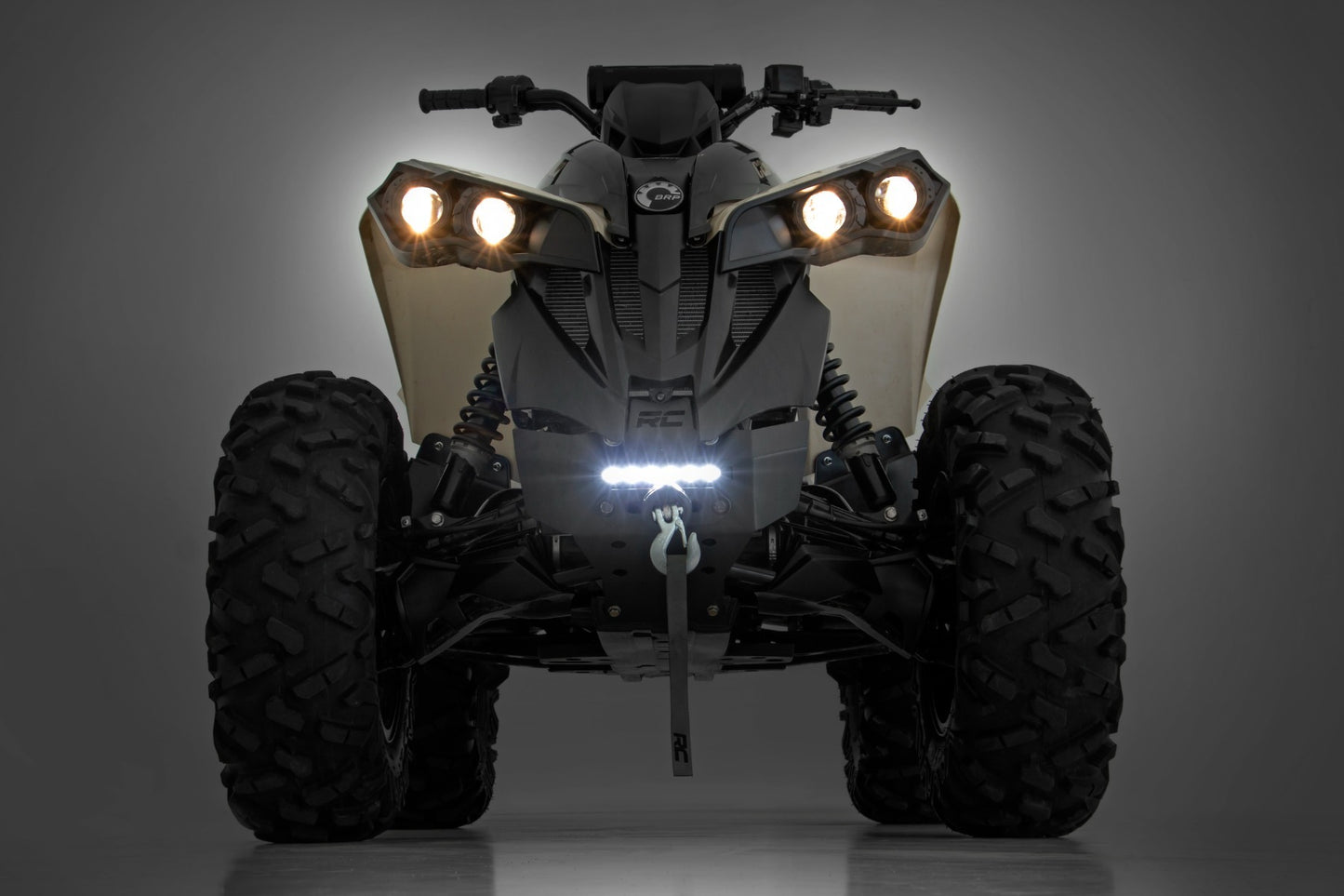 Fits Can-Am Renegade Winch Bumper; 4500-Lb; Black Series LED; 6" Light; 97071
