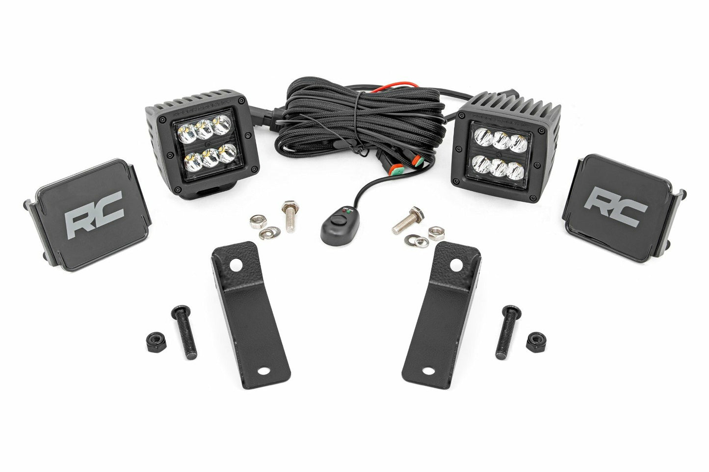 Fits Can-Am Maverick Sport LED Light; Rear Mount; 2" Black Pair; Flood; 97082