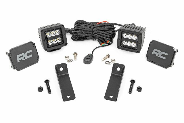 Fits Can-Am Maverick Sport LED Light; Rear Mount; 2" Black Pair; Flood; 97082