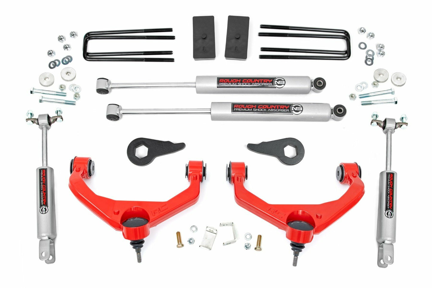 Fits Chevy/GMC 2500HD/3500HD 2&4WD (11-19) 3.5" Lift Kit; w/ Overloads; 97530RED
