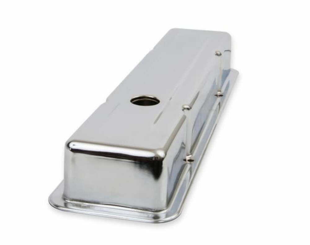Mr. Gasket  9800 - Chrome Valve Covers - Dual Cap Holes - Fits 1960-1986 Chevrolet Small Block 262-400