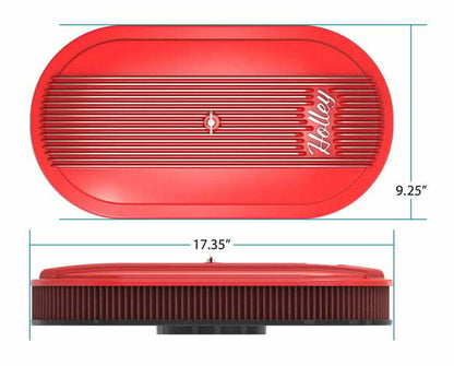 Holley Vintage Series Oval Air Cleaner - Gloss Red Machined - 120-404