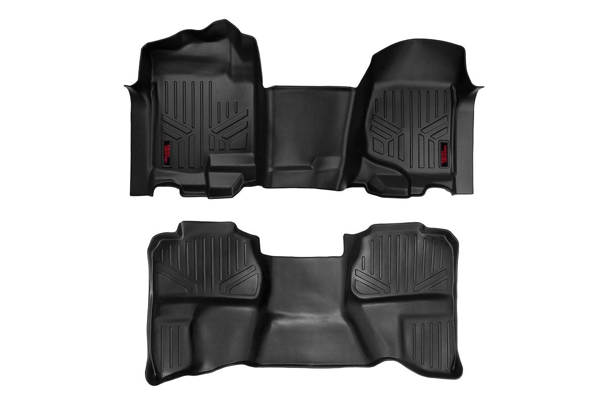 Fits Chevy/GMC 1500/2500HD (07-14) Floor Mats; FR & RR; OV Hump; Ext Cb; M-21072