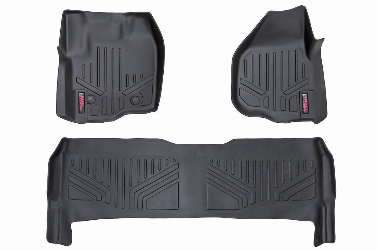 Fits Ford F-250/F-350 SD (12-16) Floor Mats; FR & RR; Raised FR Pedal; M-51213