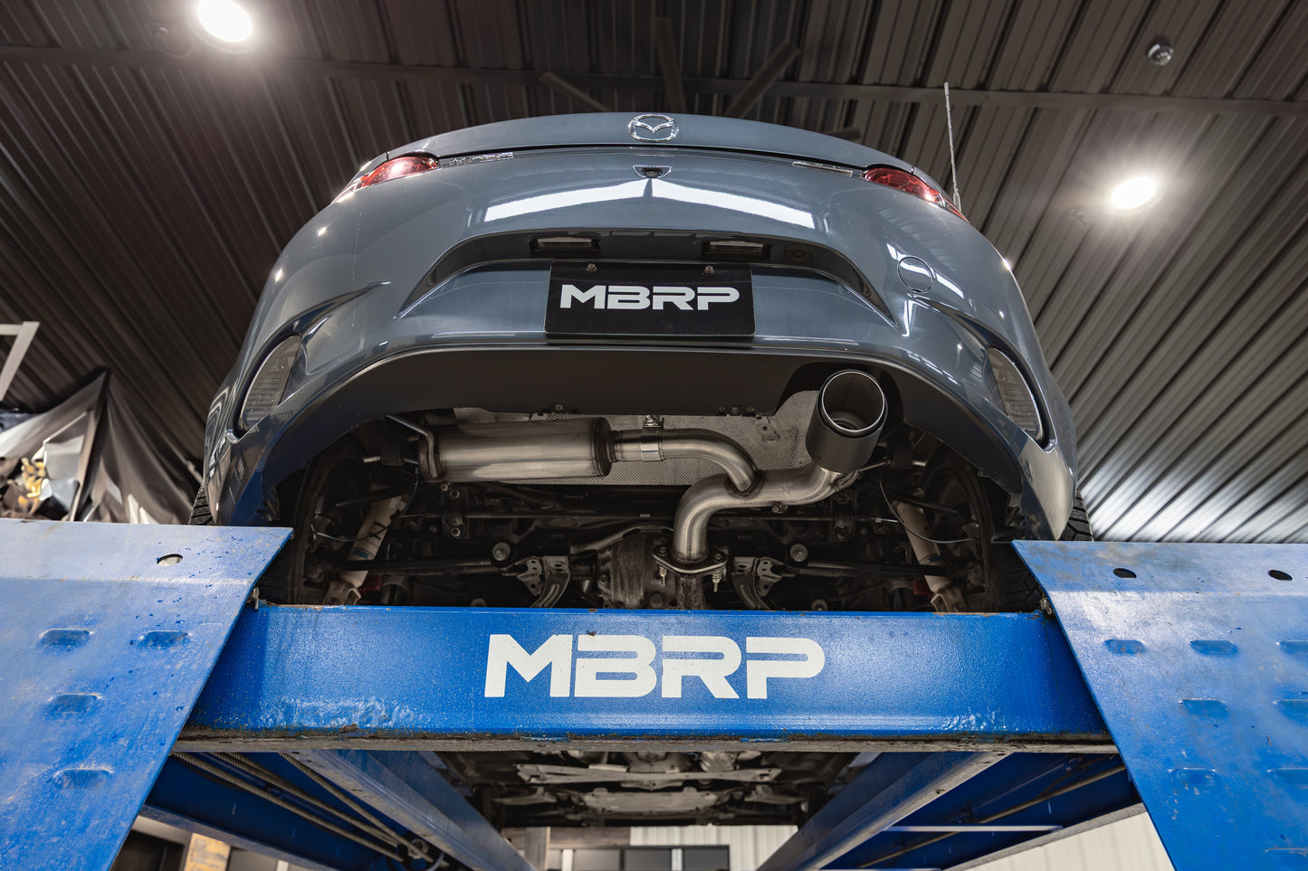 Fits 2016+ Mazda MX-5 Miata Single Rear Exit 2.5in Axle Back w/ Carbon Fiber Tips - T304