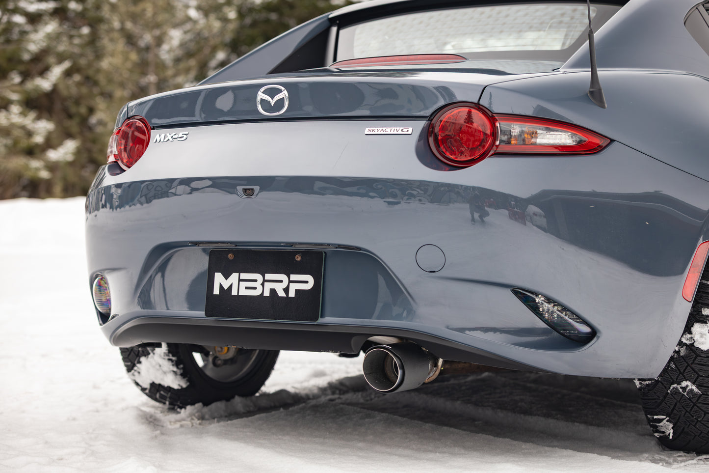Fits 2016+ Mazda MX-5 Miata Single Rear Exit 2.5in Axle Back w/ Carbon Fiber Tips - T304