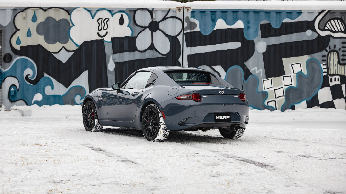 Fits 2016+ Mazda MX-5 Miata Single Rear Exit 2.5in Axle Back w/ Carbon Fiber Tips - T304