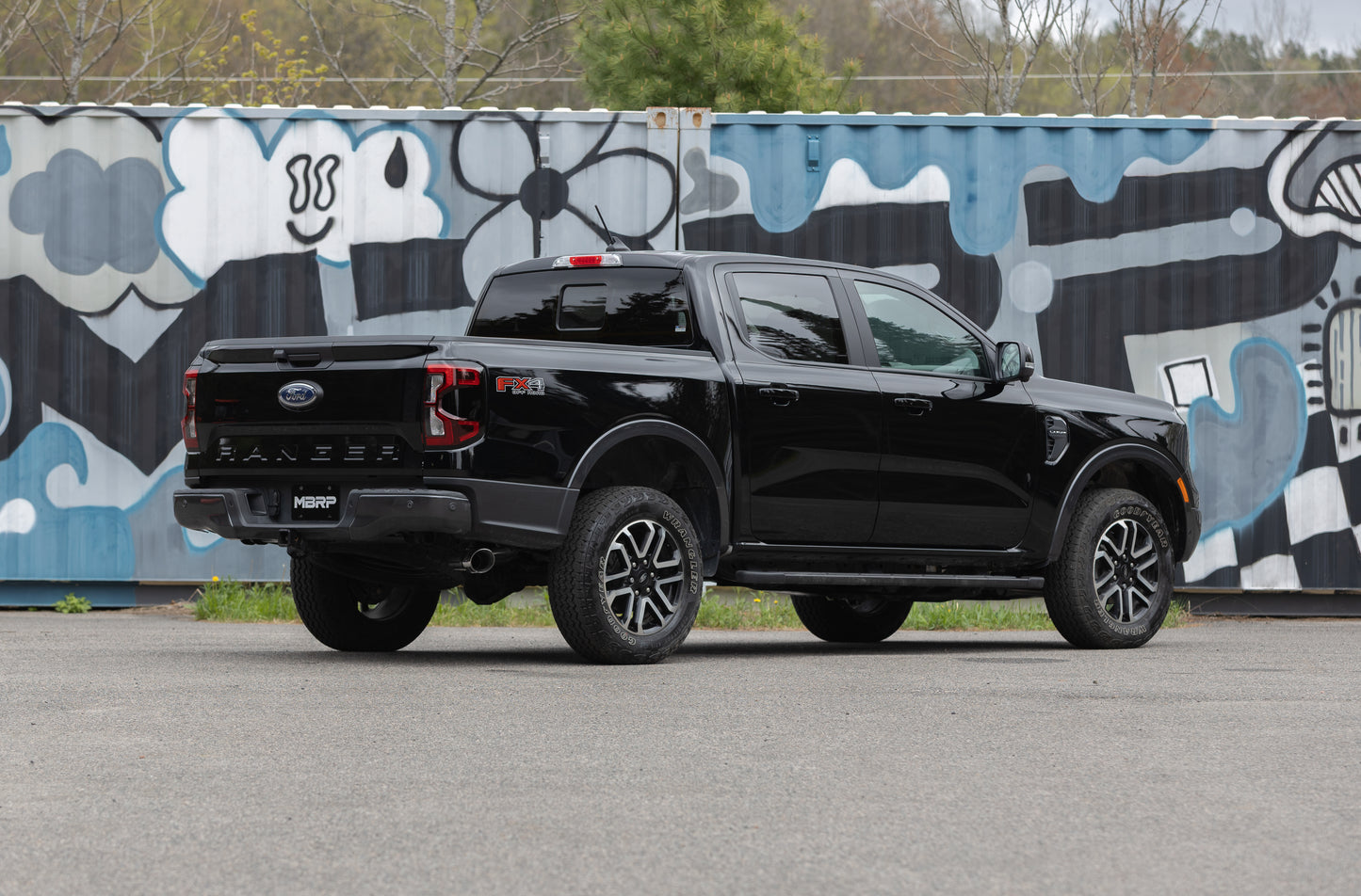 Fits 2024 Ford Ranger Black-Coated Alum. Steel Single Side Outlet 3in Cat Back Exhaust