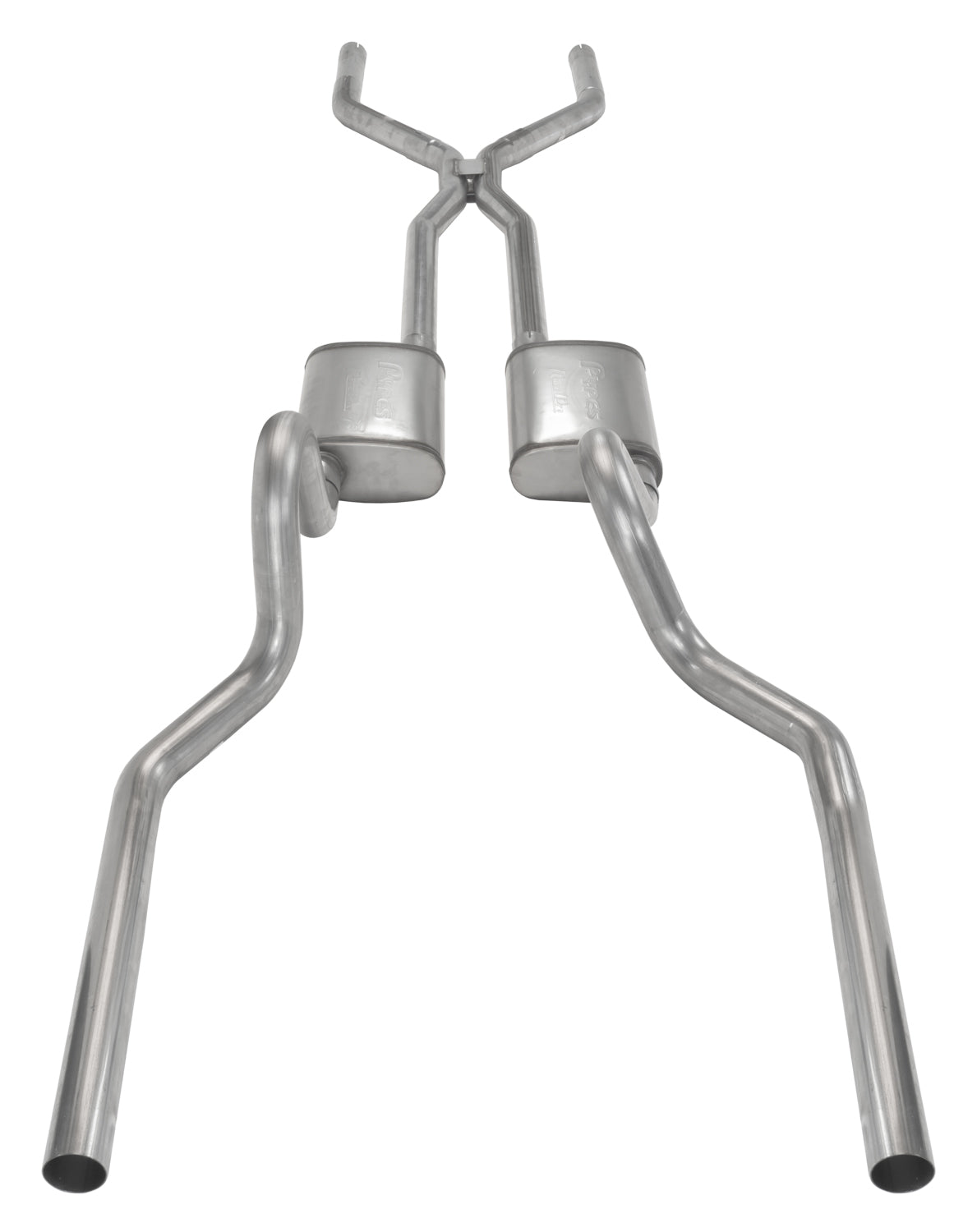 Crossmember Back w/H-Pipe Exhaust System 65-70 Mustang Split Rear Dual Exit 2.5