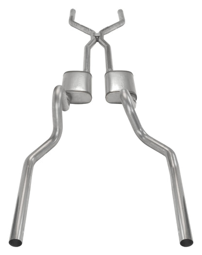 Crossmember Back w/H-Pipe Exhaust System 65-70 Mustang Split Rear Dual Exit 2.5