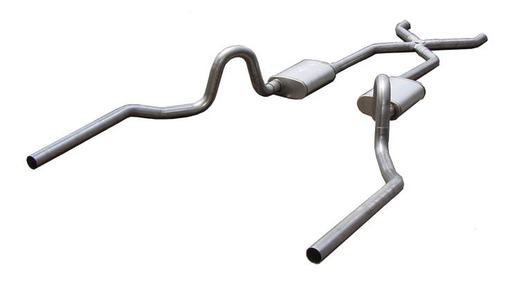 Crossmember Back w/X-Pipe Exhaust System 64-72 A-Body Split Rear Dual Exit 2.5