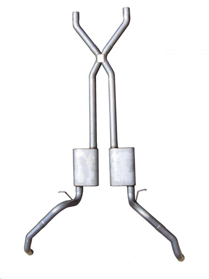 Crossmember Back w/X-Pipe Exhaust System 67-69 Split Rear Dual Exit 2.5 in