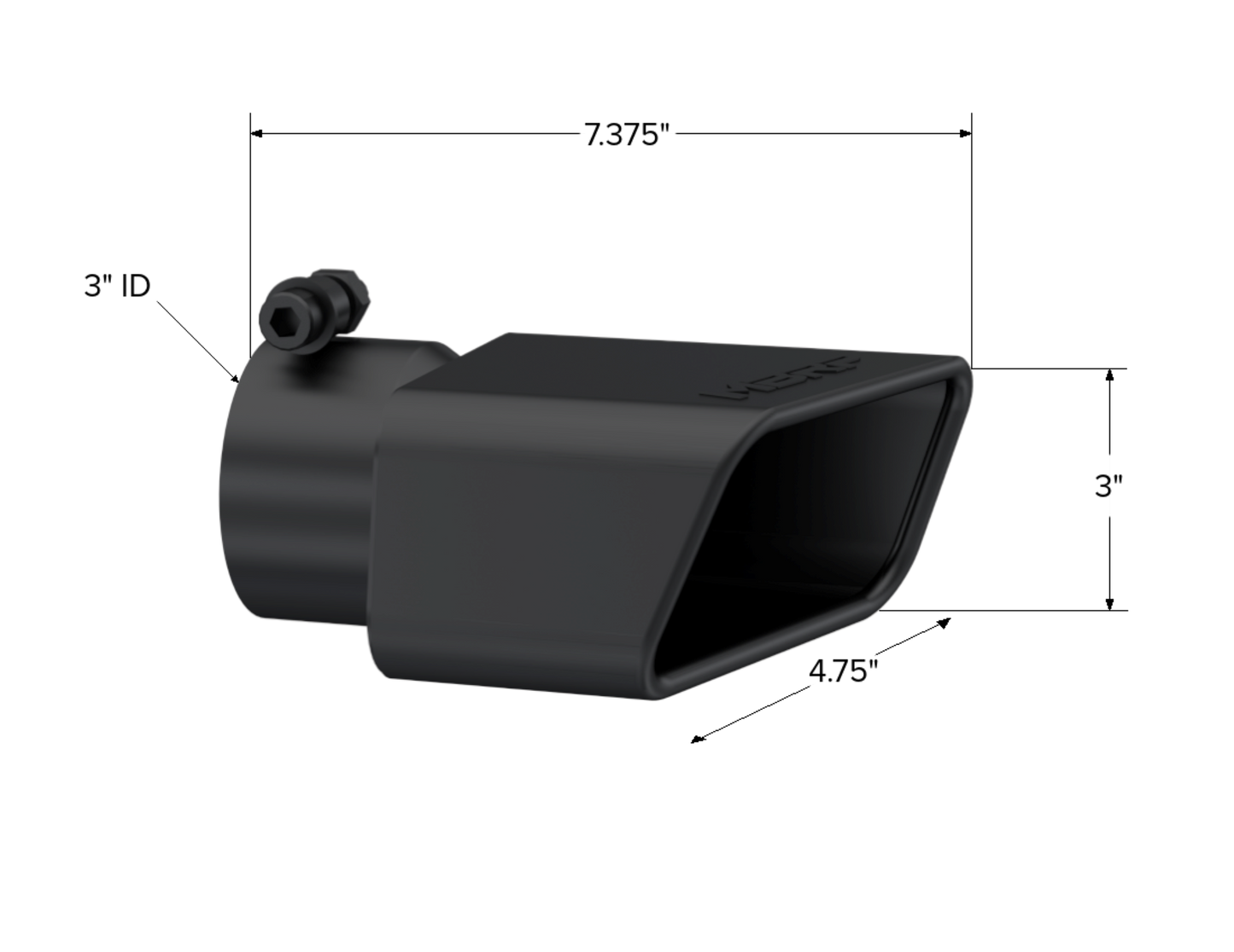 Tip. 4 in. x 3in.. Rectangle. Angled Cut. BLK. T5119BLK