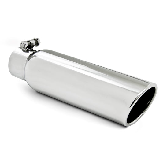 3.5in. OD. 2.5in. inlet. 12in. in length. Angled Cut Rolled End. T304. T5148