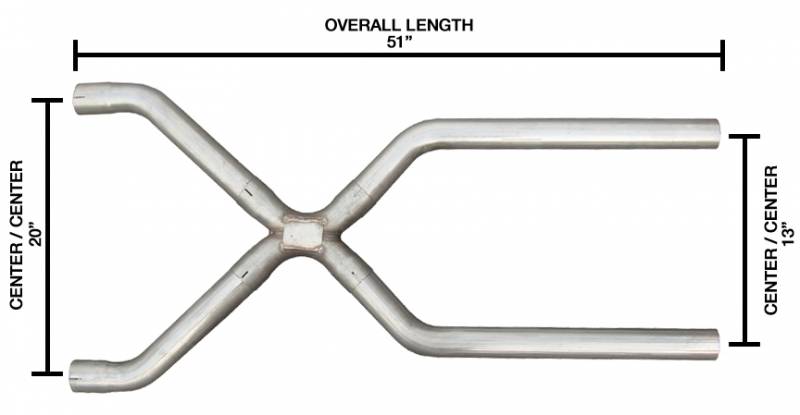 2.5 Inch Universal X-Pipe Crossover Exhaust Kit 409 Stainless