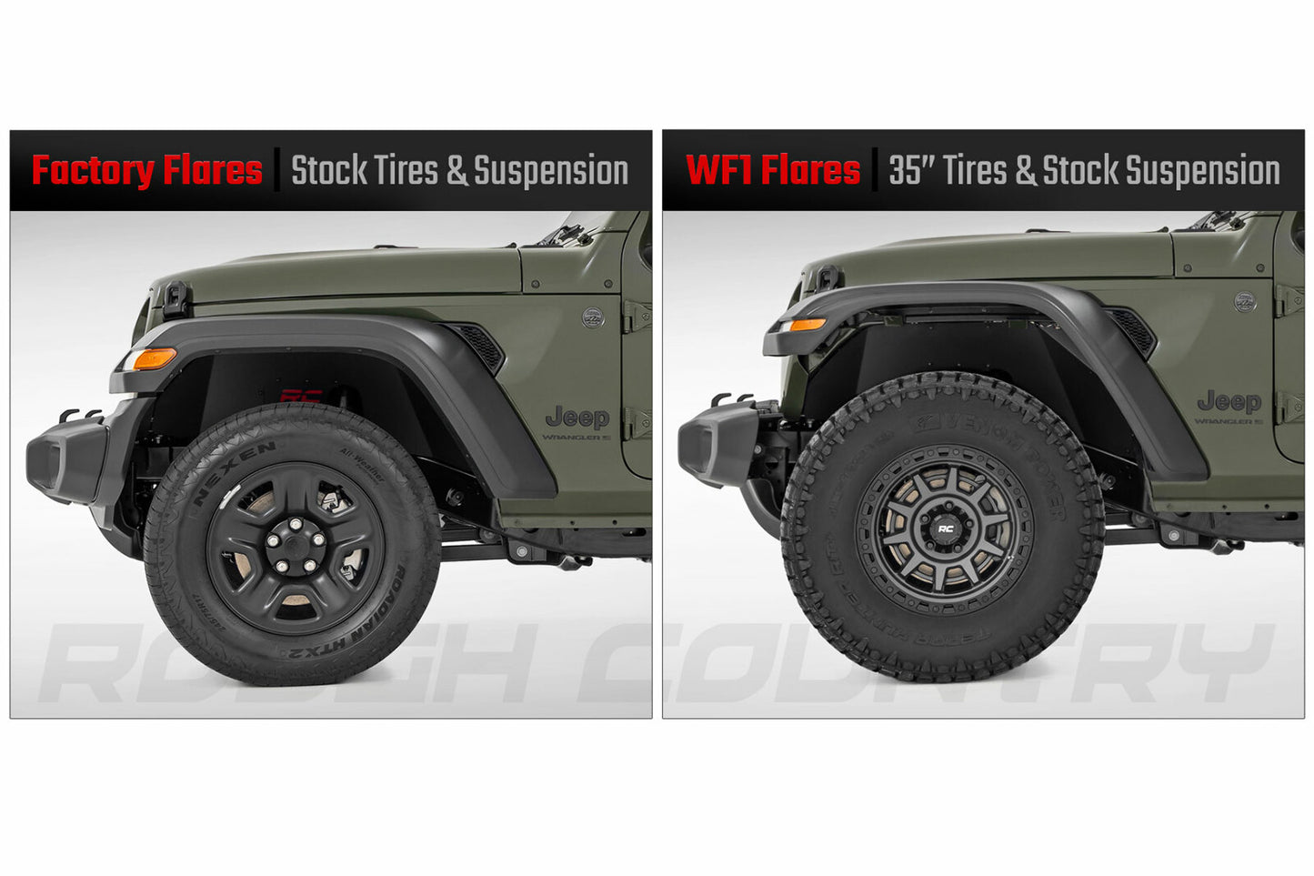 Fits Jeep Gladiator JT 4WD (2020-2024) WF1 Fender Flares; A-J02022