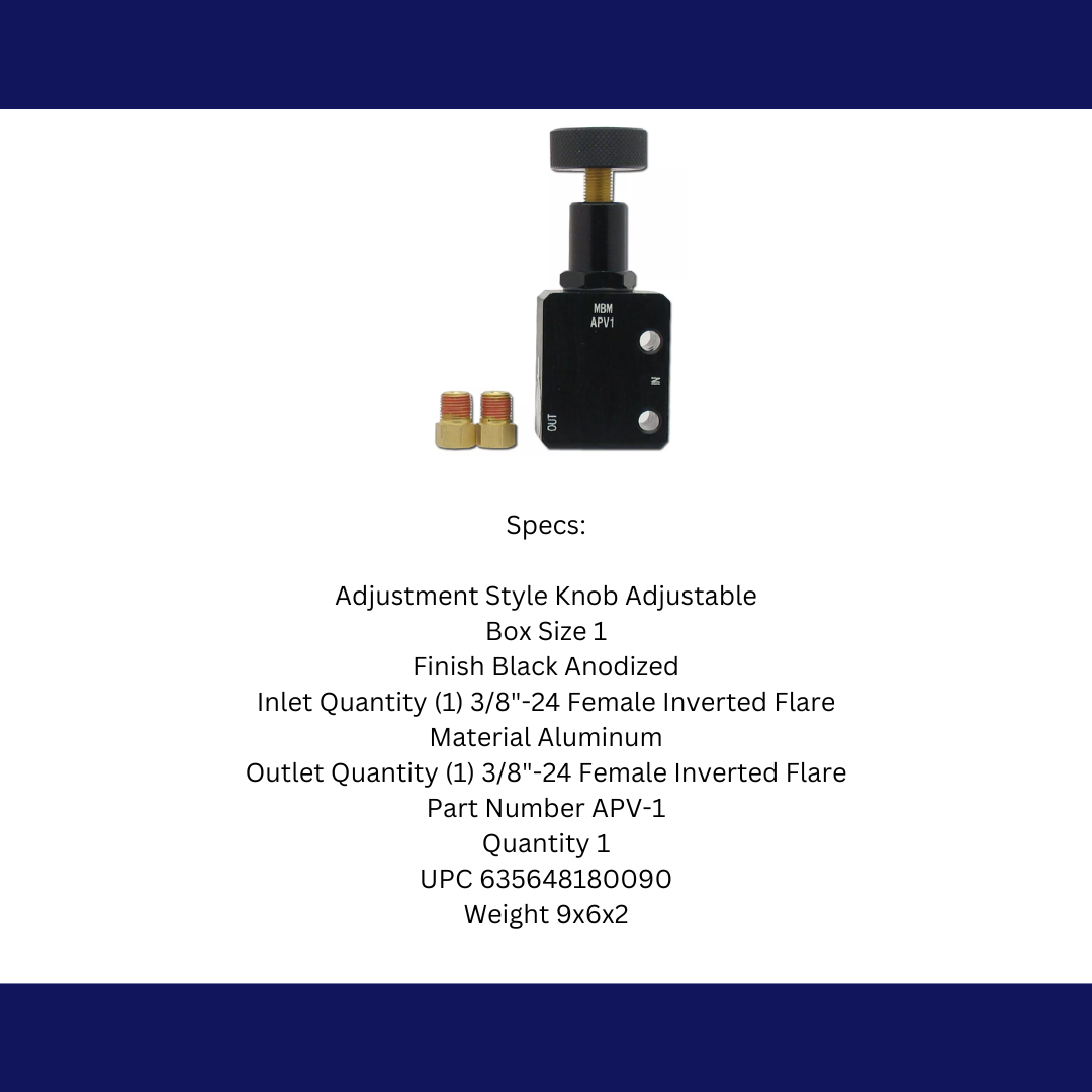 Adjustable Proportioning Valve - Black APV1 - Master Cylinders and Parts Car Part People