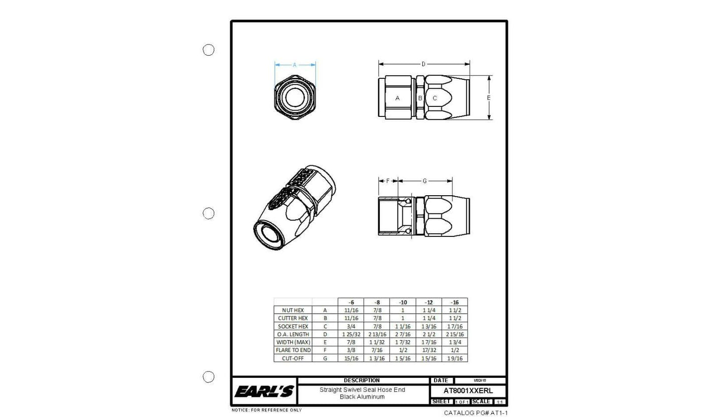 Earls Swivel-Seal&reg; Hose End - AT800116ERL