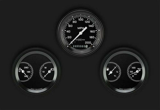 AutoCross Gray Three Gauge Set AX04GBLF