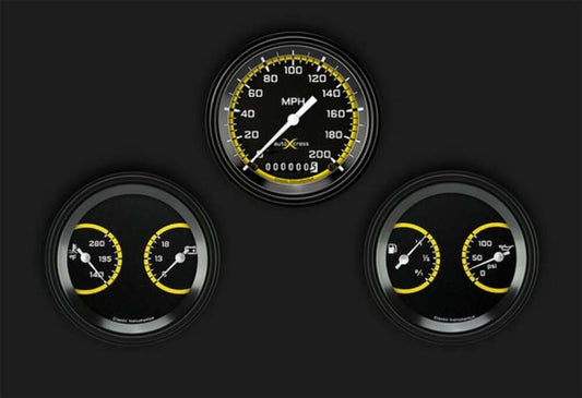 AutoCross Yellow Three Gauge Set AX04YBLF