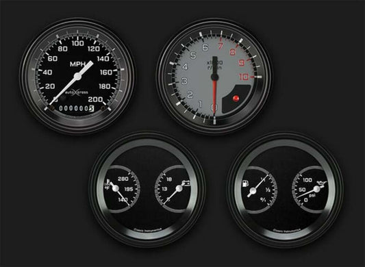 AutoCross Gray Four Gauge Set AX05GBLF