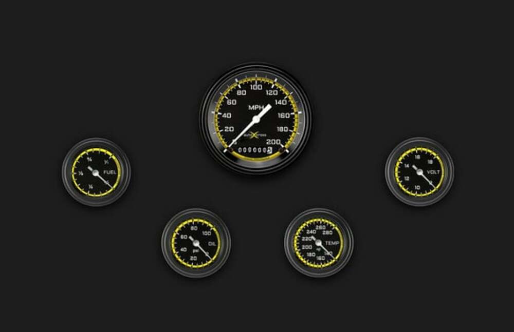 AutoCross Yellow Five Gauge Set 100 AX100YBLF