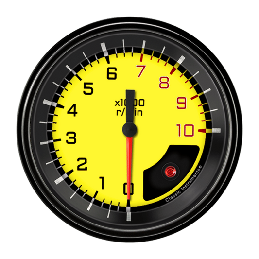 AutoCross Yellow 3 3/8" Tachometer AX10YBLF