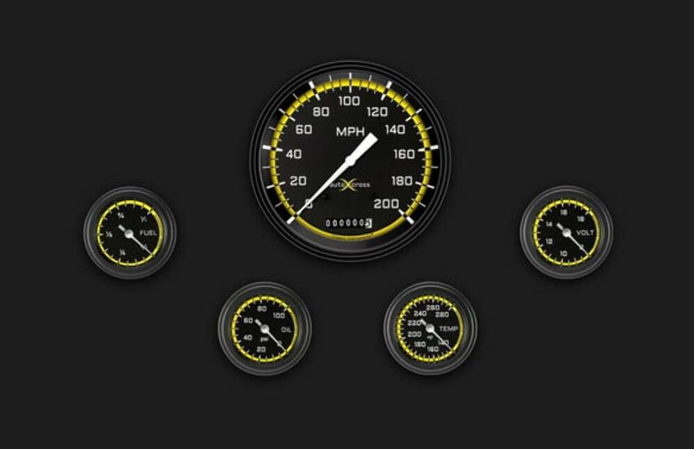 AutoCross Yellow Five Gauge Set 154 AX154YBLF