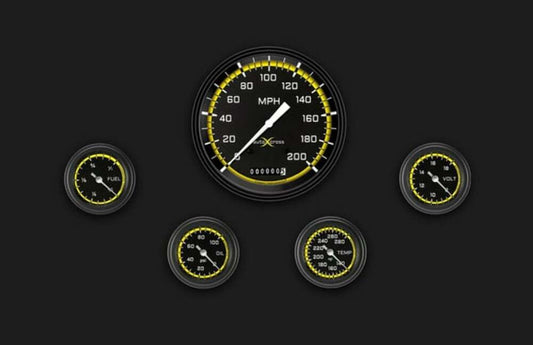 AutoCross Yellow Five Gauge Set 154 AX154YBLF