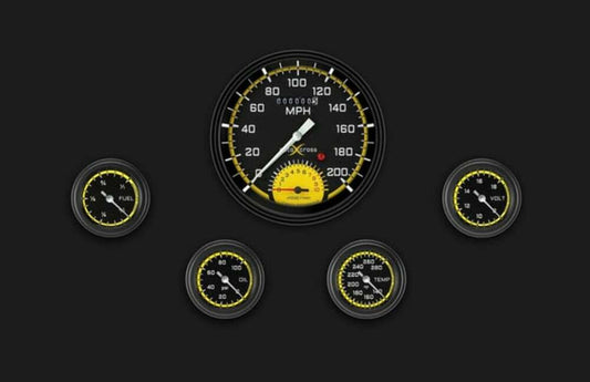 AutoCross Yellow Five Gauge Set 165 AX165YBLF