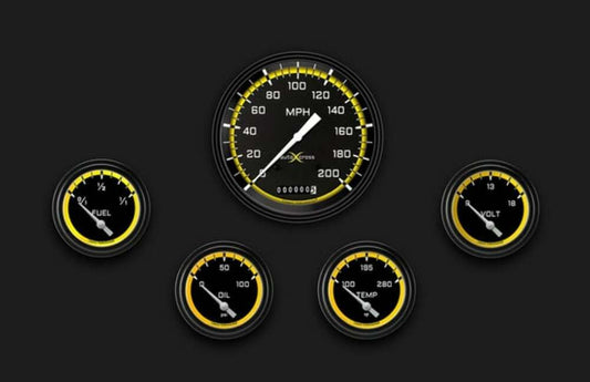 AutoCross Yellow Five Gauge Set 254 AX254YBLF
