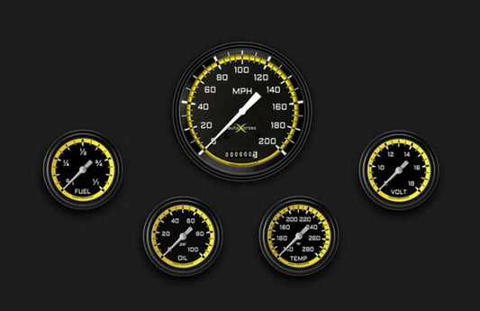 AutoCross Yellow Five Gauge Set 354 AX354YBLF