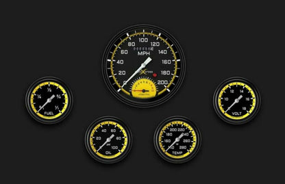 AutoCross Yellow Five Gauge Set 365 AX365YBLF