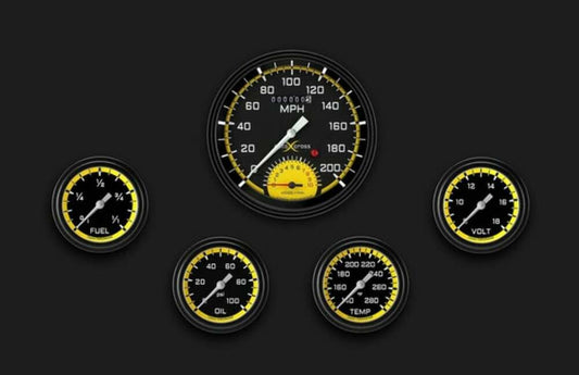 AutoCross Yellow Five Gauge Set 365 AX365YBLF